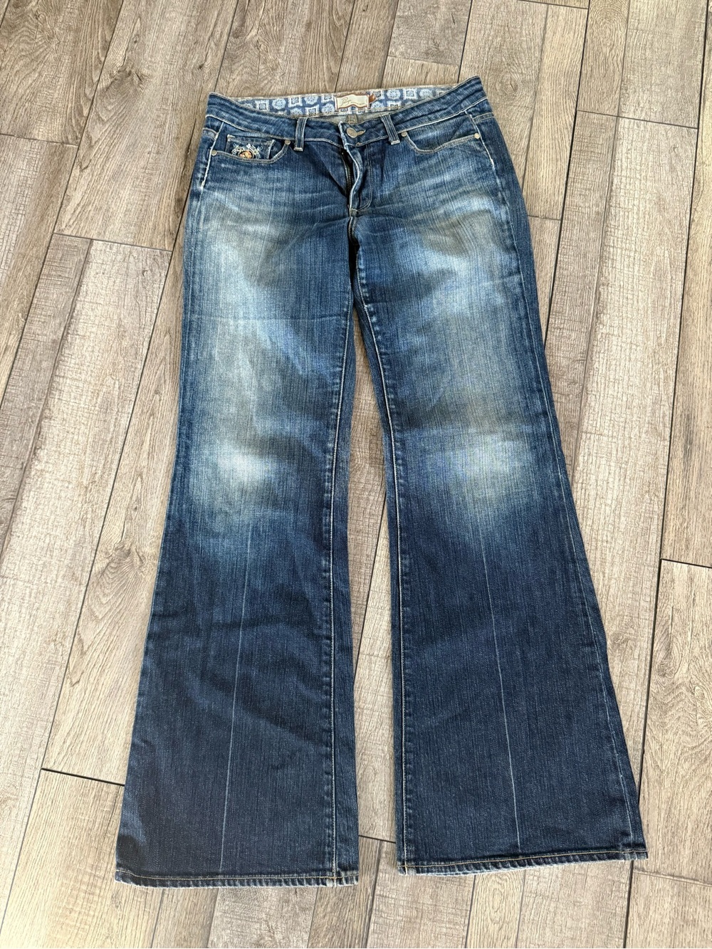 PAIGE Indigo Flare Jeans with Faded Whiskering